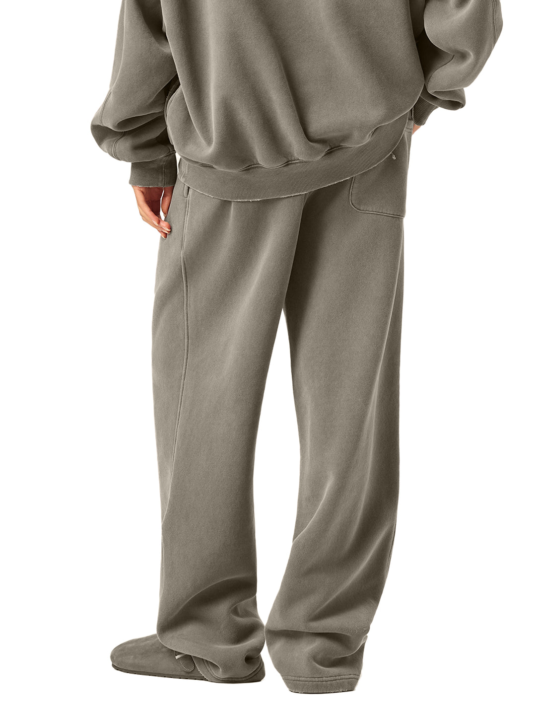 WOMEN PENT Frayed Enzyme Washed Fleece Sweatpants