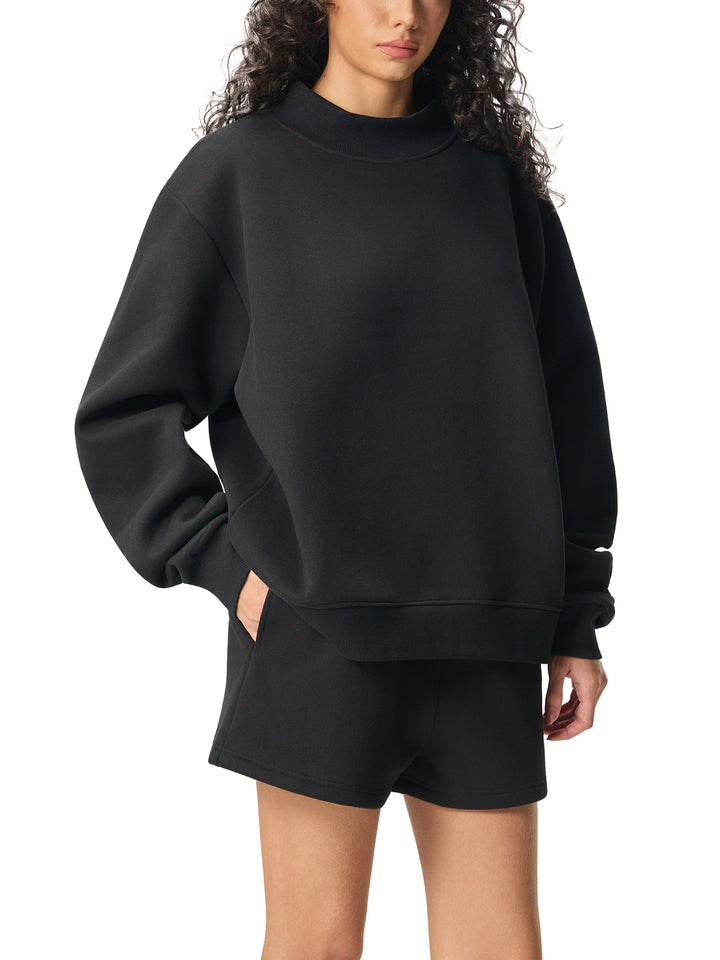 women hoddies Essential Fleece Mock-Neck Crew Sweatshirt