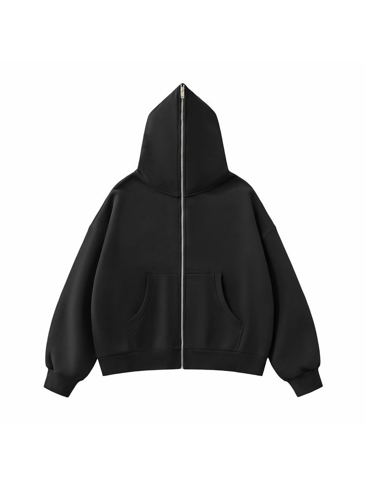 MEN  HODDIES Fleeced Full-Zip Boxy Hoodie