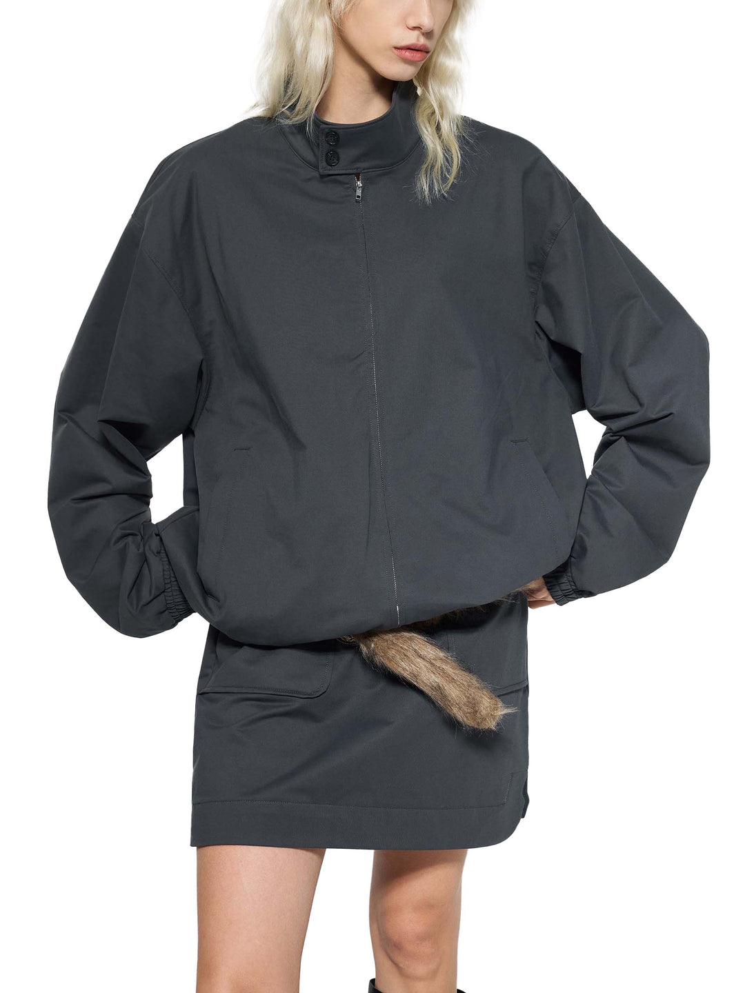 WOMEN COAT AND JACKET Stand Collar Bomber Jacket