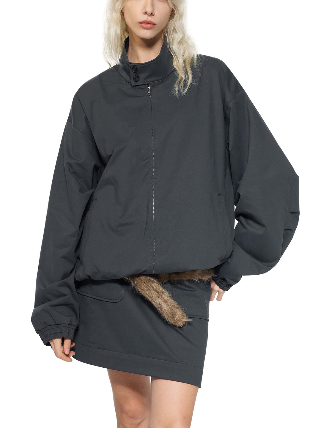 WOMEN COAT AND JACKET Stand Collar Bomber Jacket