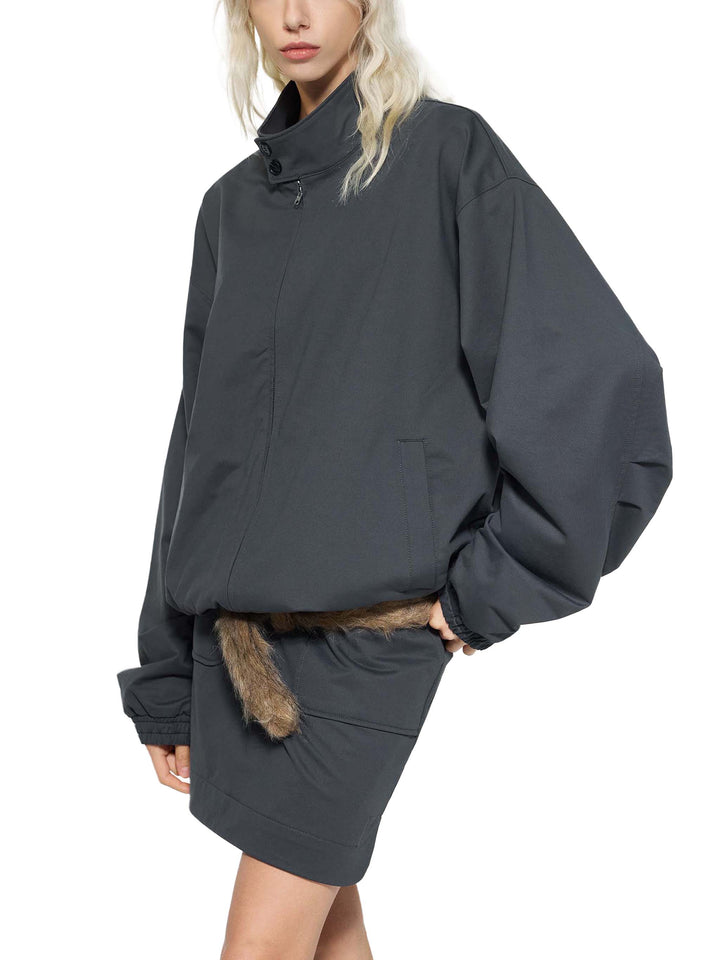 WOMEN COAT AND JACKET Stand Collar Bomber Jacket