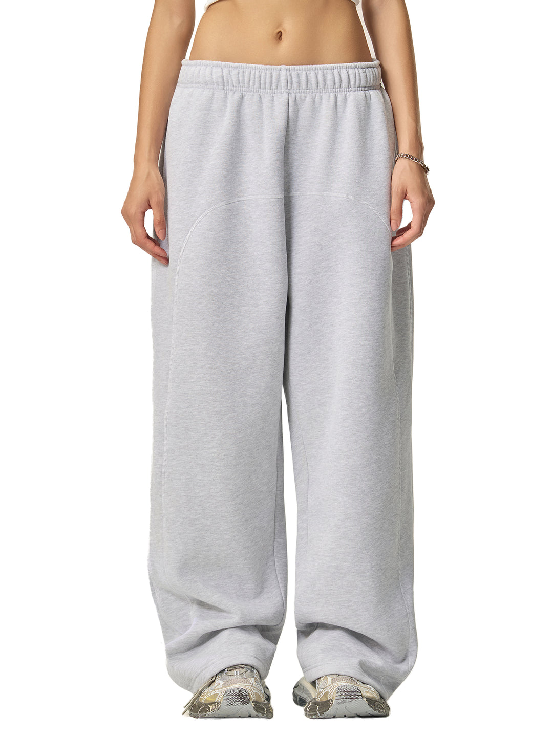 WOMEN PENT Contrast-Stitched Fleece Sweatpants