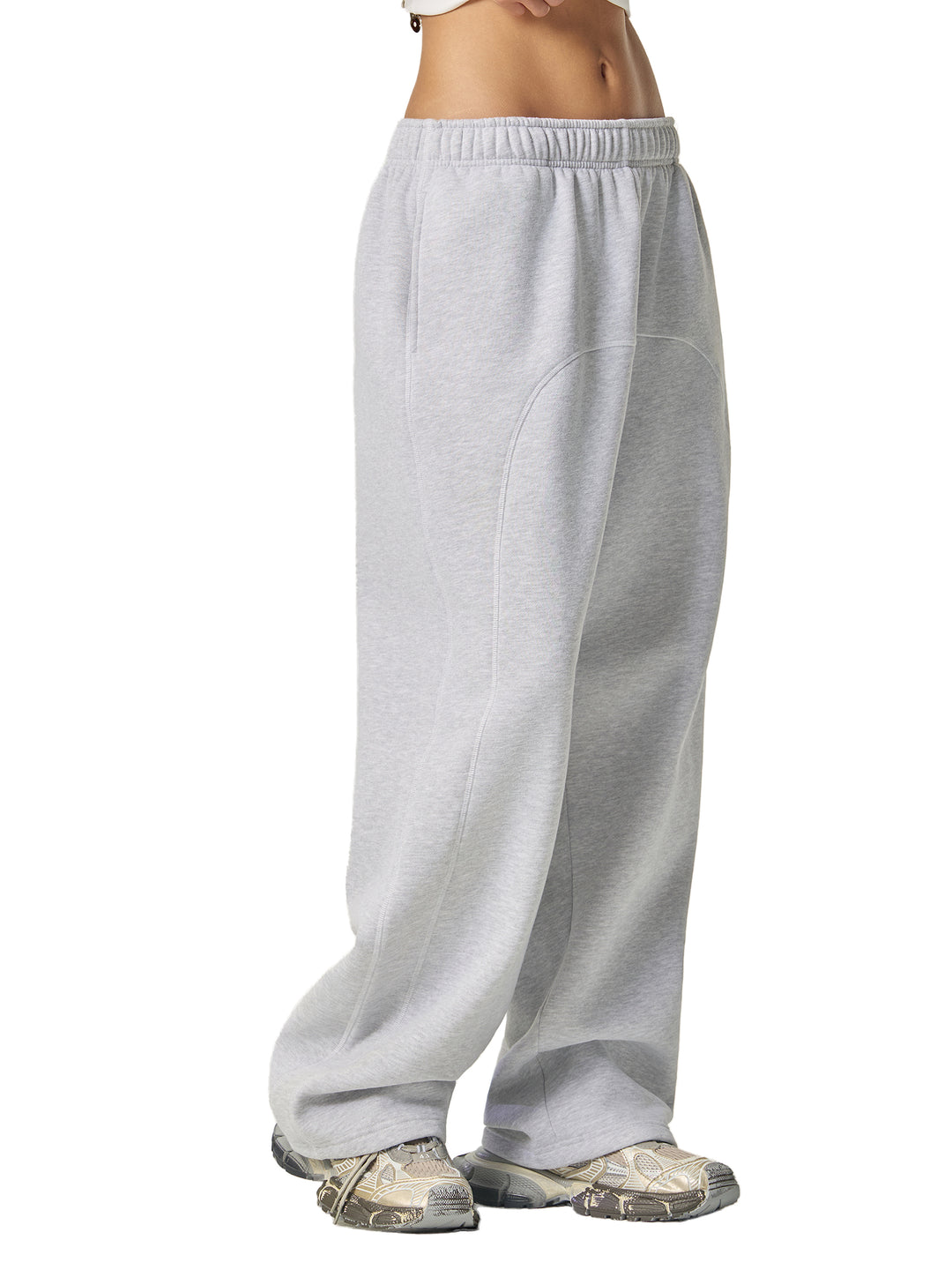 WOMEN PENT Contrast-Stitched Fleece Sweatpants