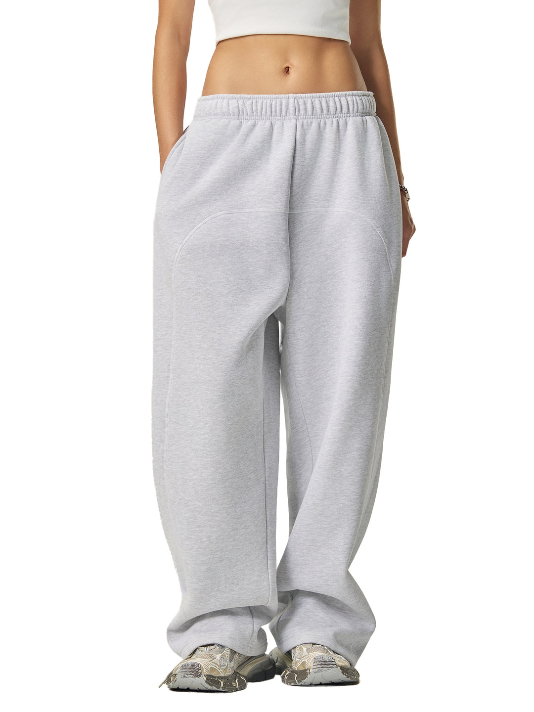 WOMEN PENT Contrast-Stitched Fleece Sweatpants