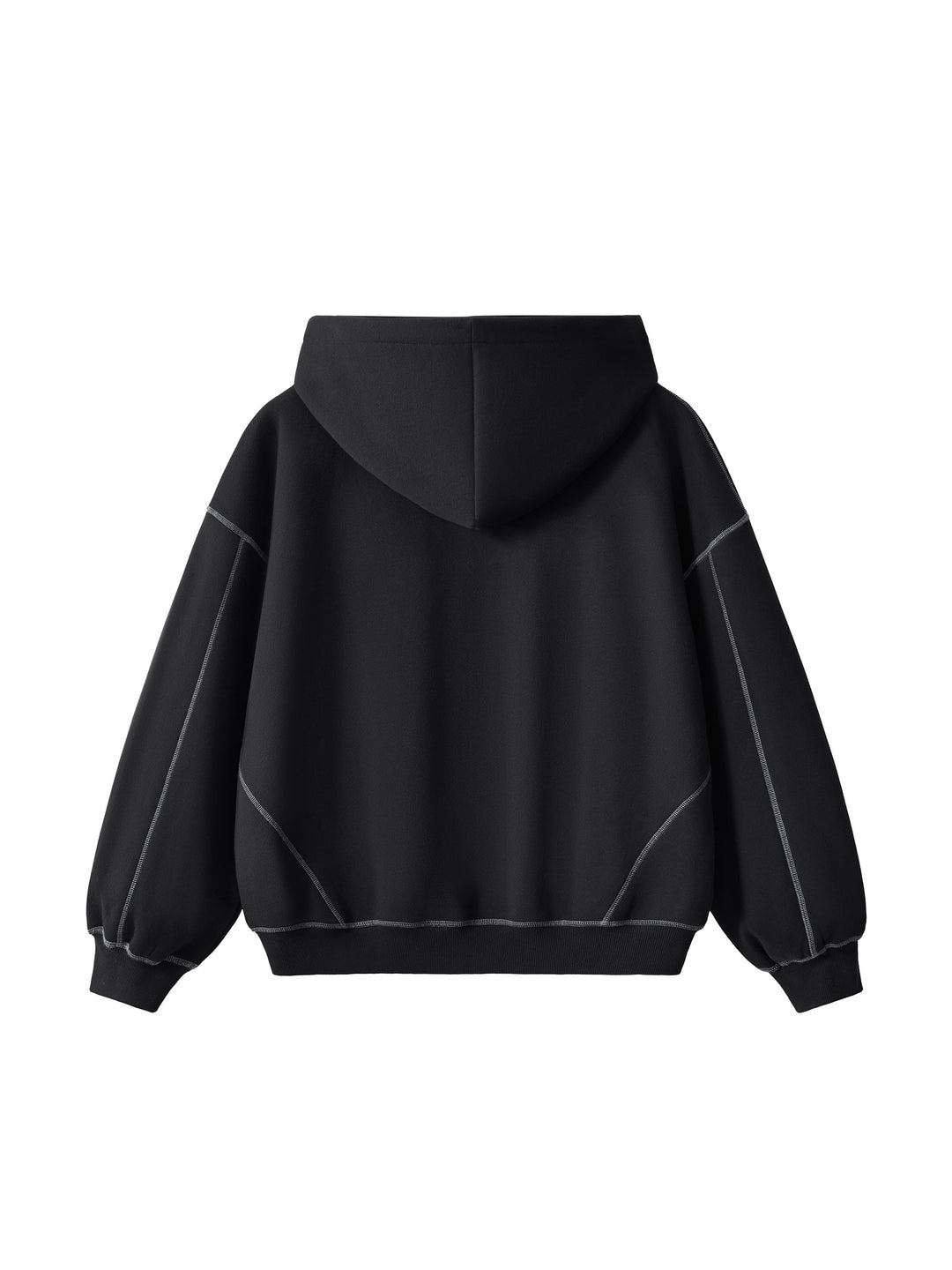 WOMEN HODDIES Contrast-Stitched Boxy Fleece Hoodie