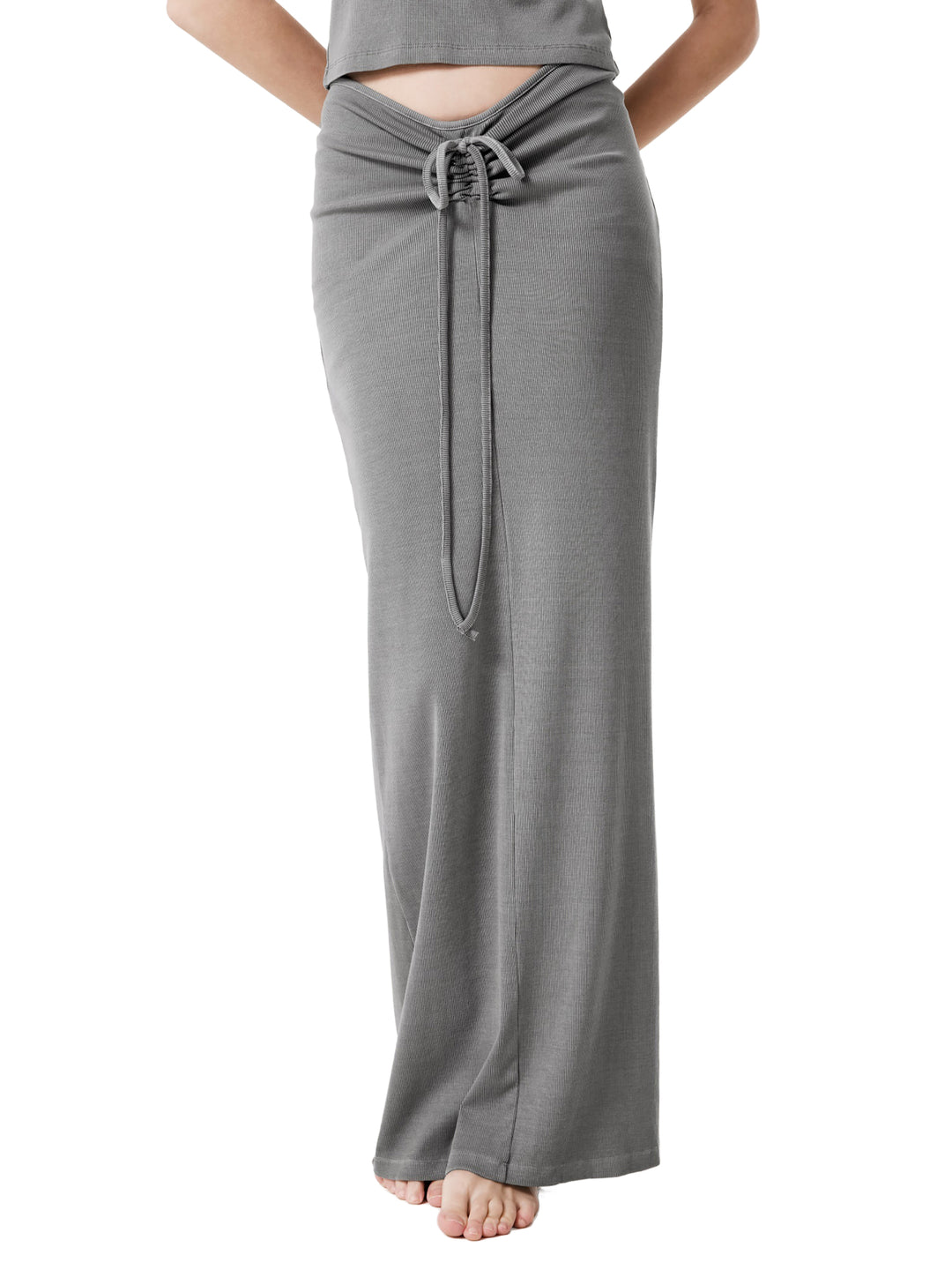 WOMEN SKIRT Dyed Washed Drawstring Maxi Skirt