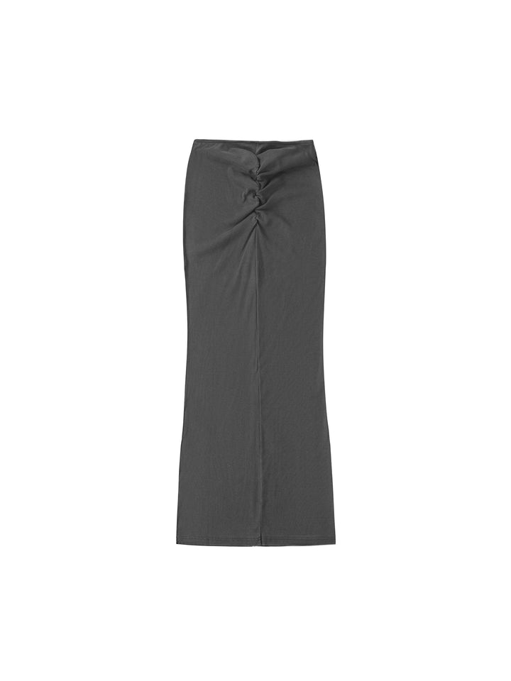 WOMEN SKIRT Dyed Washed Drawstring Maxi Skirt
