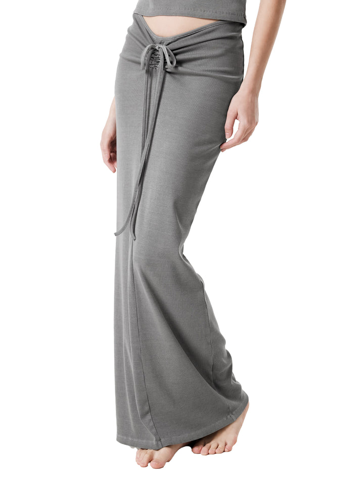 WOMEN SKIRT Dyed Washed Drawstring Maxi Skirt
