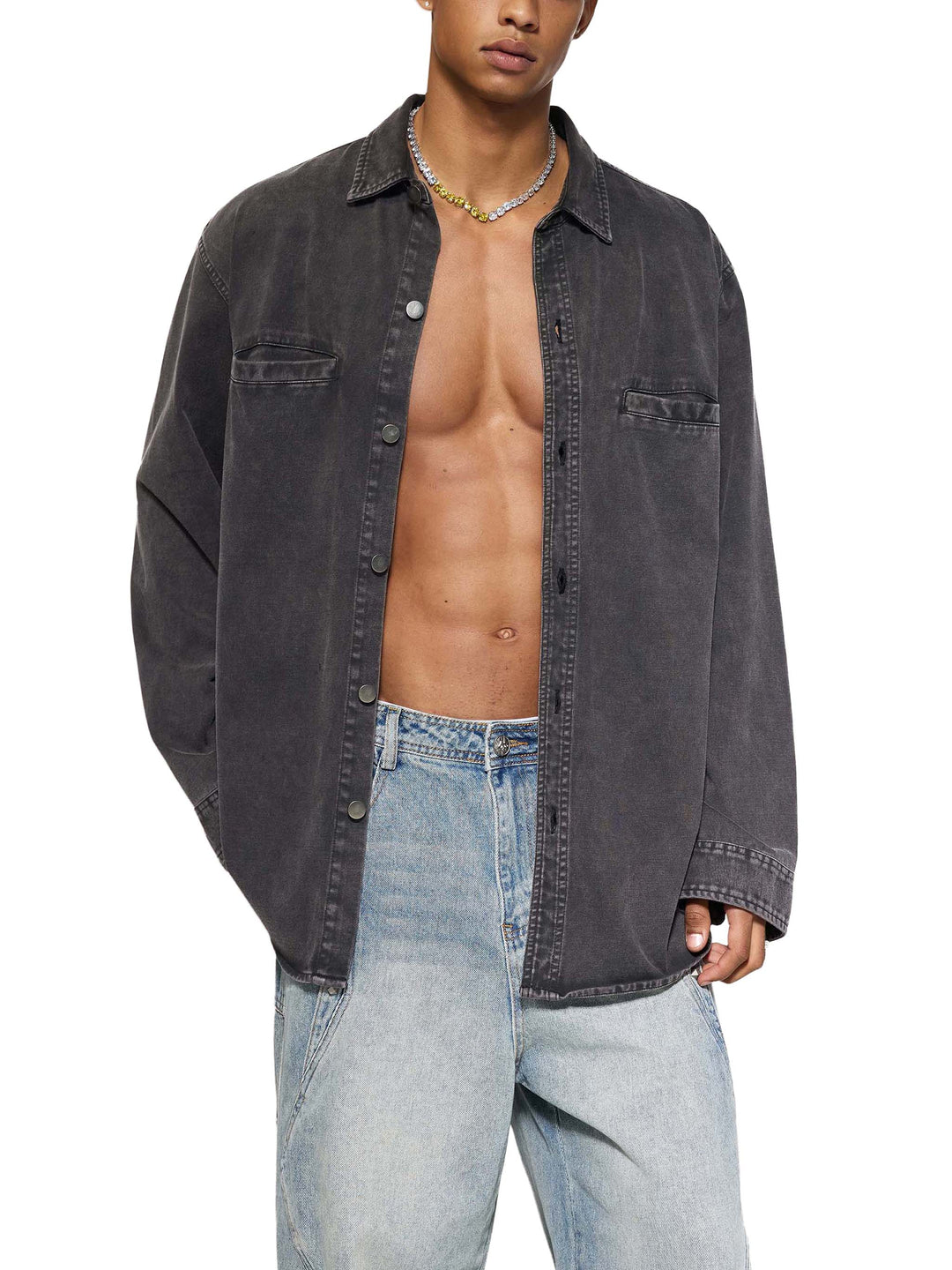 MEN COAT AND JACKET Denim Vintage Washed Heavyweight Jacket