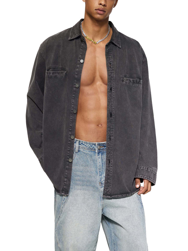 MEN COAT AND JACKET Denim Vintage Washed Heavyweight Jacket