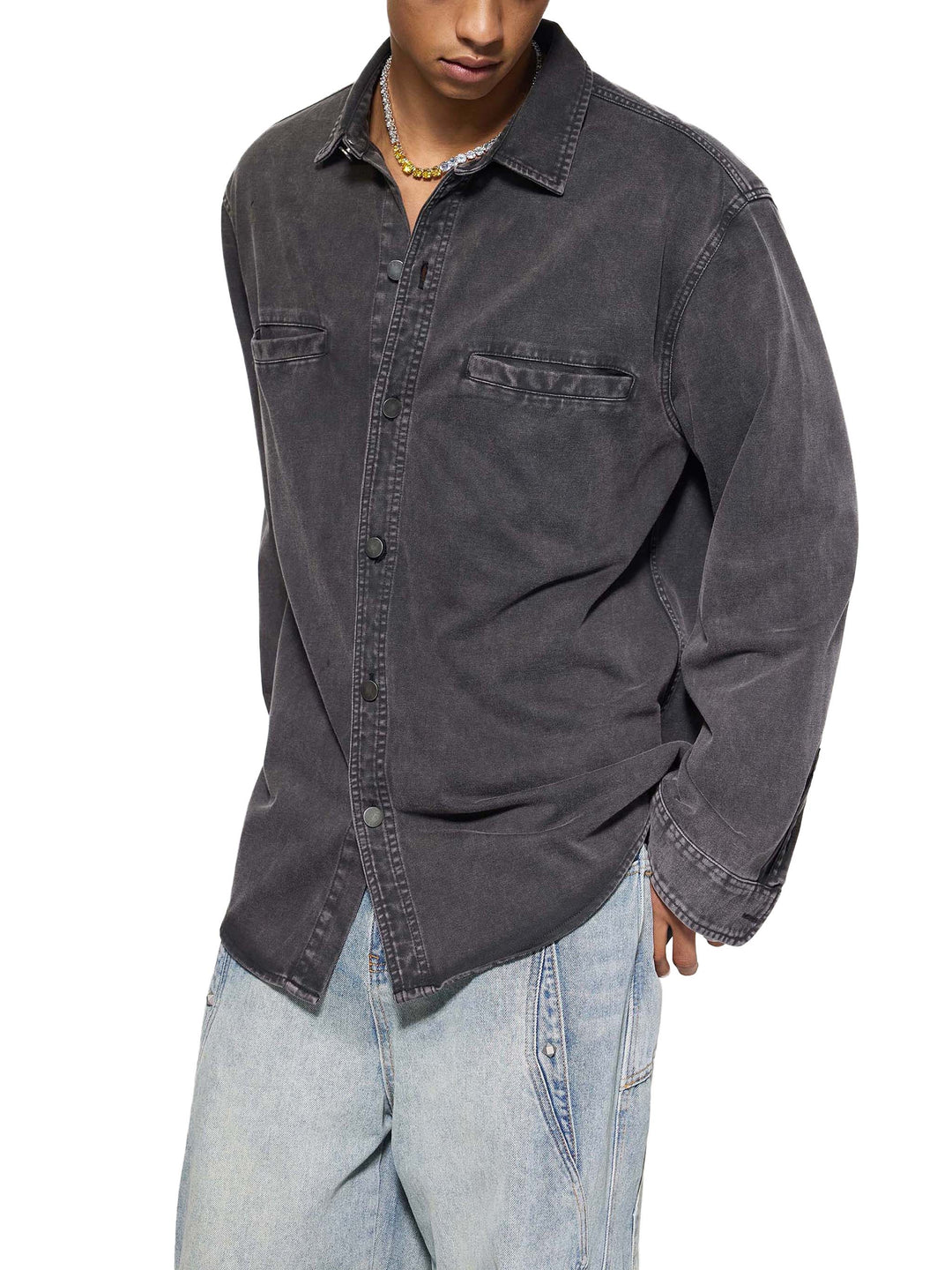 MEN COAT AND JACKET Denim Vintage Washed Heavyweight Jacket