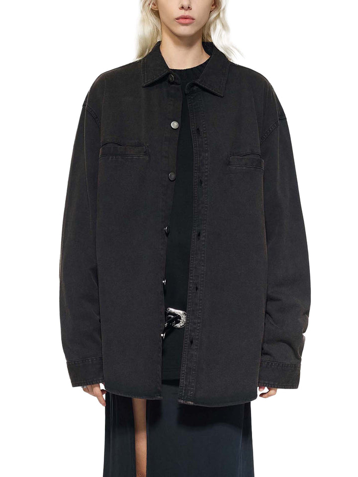 WOMEN COAT AND JACKET Denim Vintage Washed Heavyweight Jacket