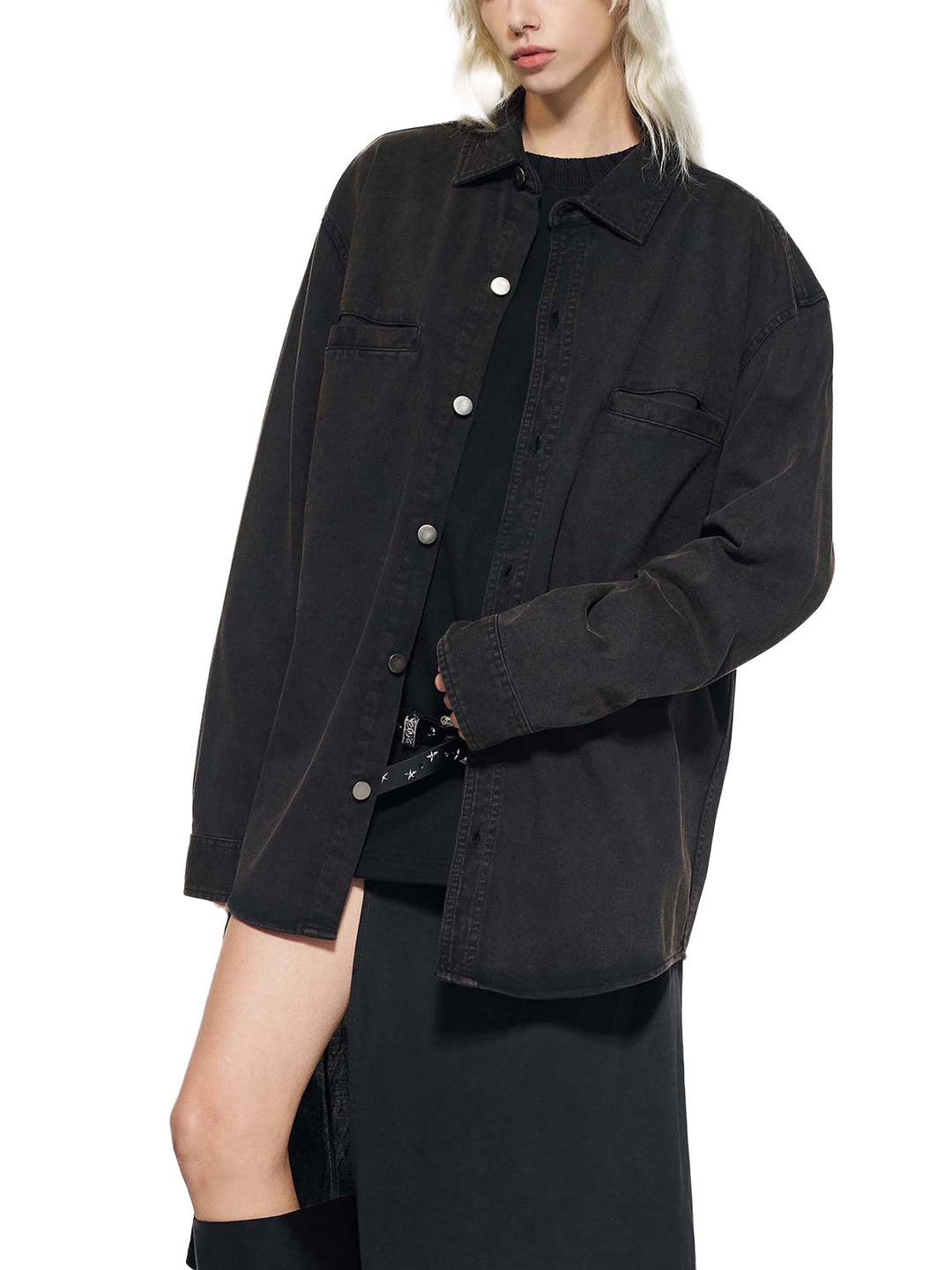WOMEN COAT AND JACKET Denim Vintage Washed Heavyweight Jacket