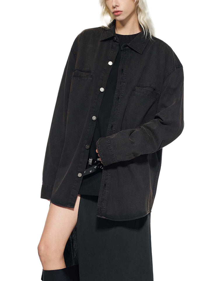 WOMEN COAT AND JACKET Denim Vintage Washed Heavyweight Jacket