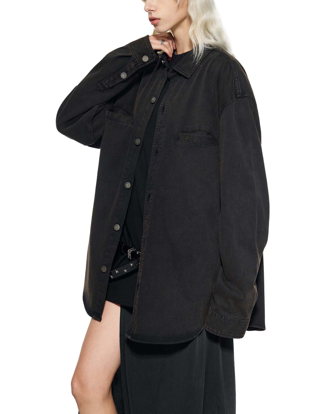 WOMEN COAT AND JACKET Denim Vintage Washed Heavyweight Jacket