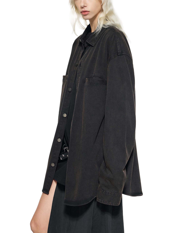 WOMEN COAT AND JACKET Denim Vintage Washed Heavyweight Jacket