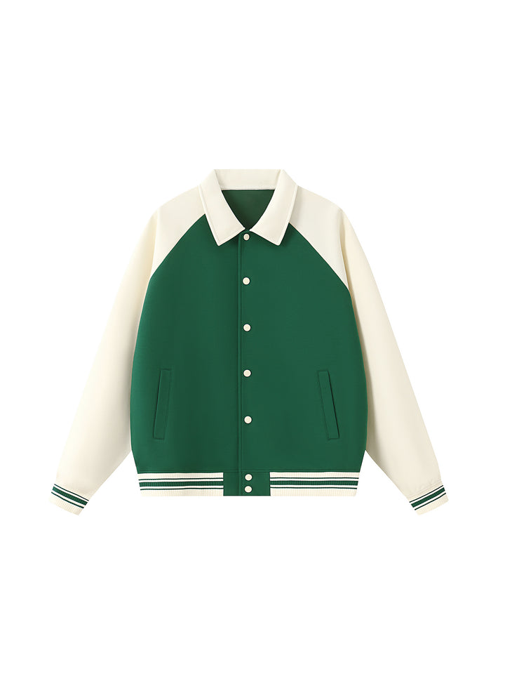 WOMEN COAT AND JACKET Contrast Raglan Sleeve Baseball Jacket