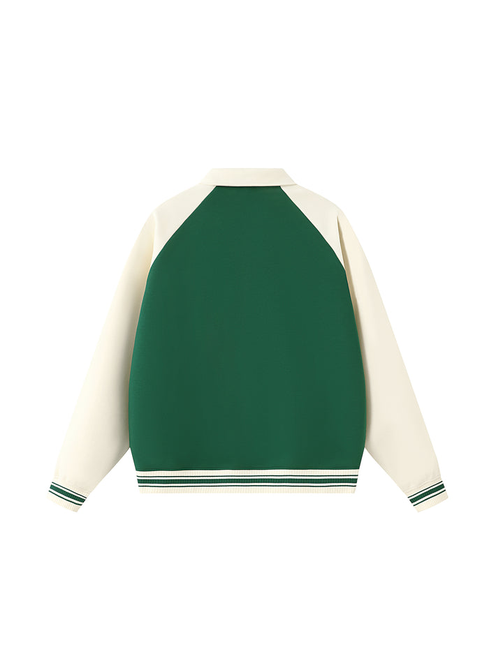 MEN COAT AND JACKET Contrast Raglan Sleeve Baseball Jacket