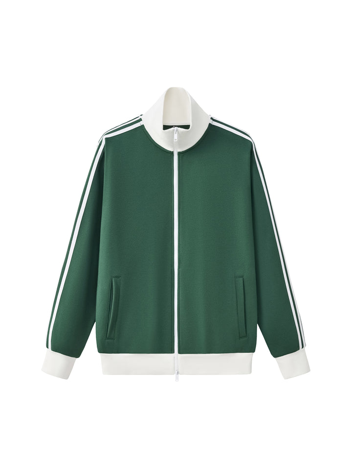 WOMEN COAT AND JACKET Contrast Side Stripe Fleece Track Jacket