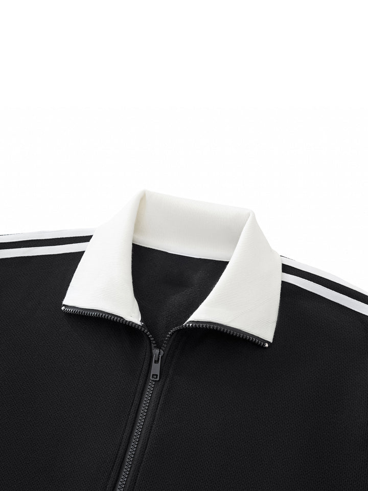 WOMEN COAT AND JACKET Contrast Side Stripe Fleece Track Jacket