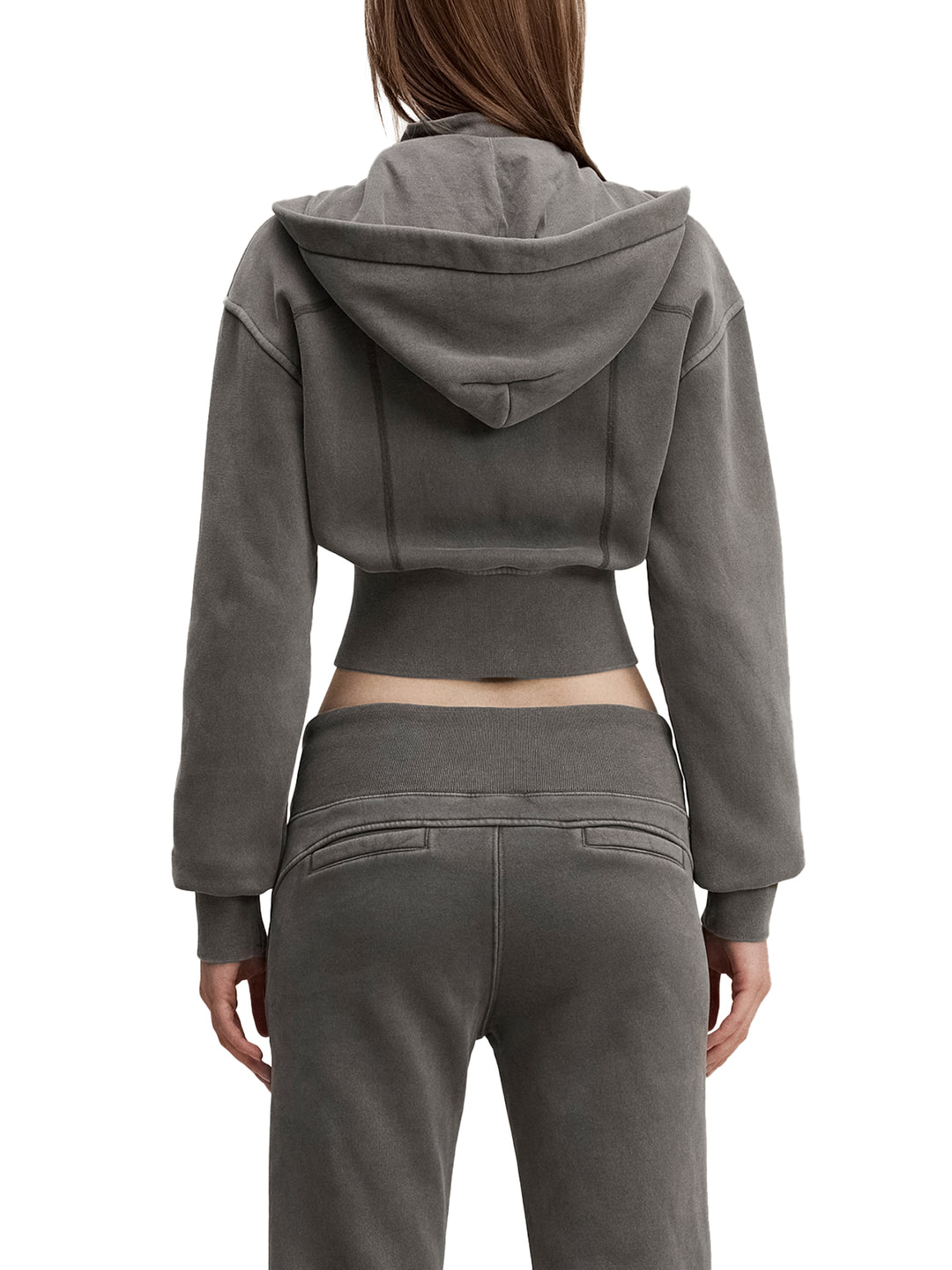 WOMEN HODDIES Vintage Washed Cropped Fleece Hoodie