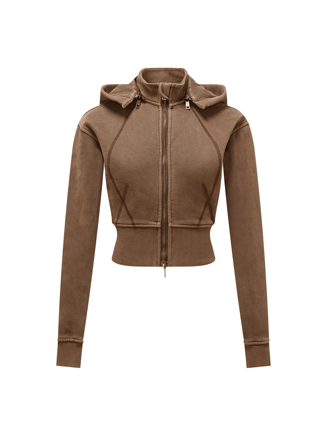 WOMEN HODDIES Vintage Washed Cropped Fleece Hoodie