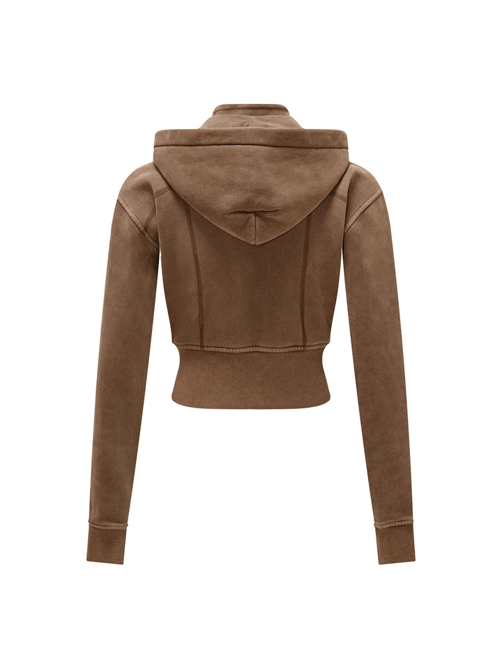WOMEN HODDIES Vintage Washed Cropped Fleece Hoodie