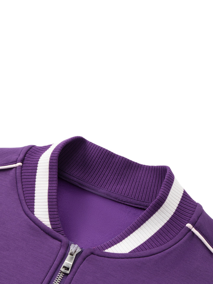 WOMEN COAT AND JACKET Contrast Piping Zip Bomber Jacket
