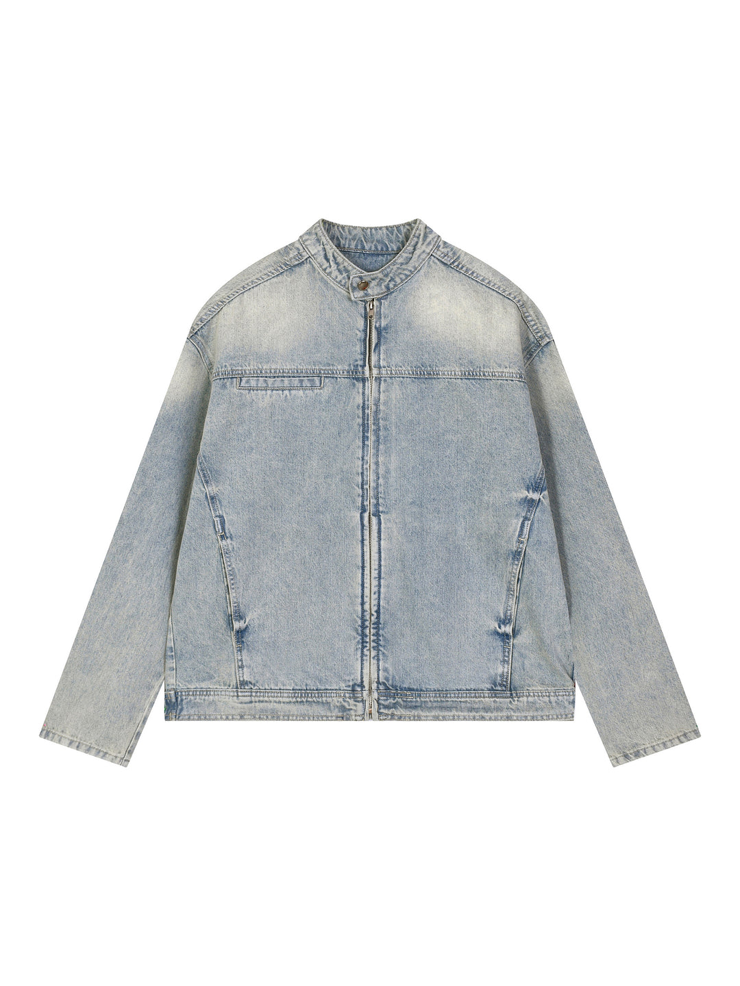 WOMEN COAT AND JACKET Vintage Wash Zip Denim Jacket
