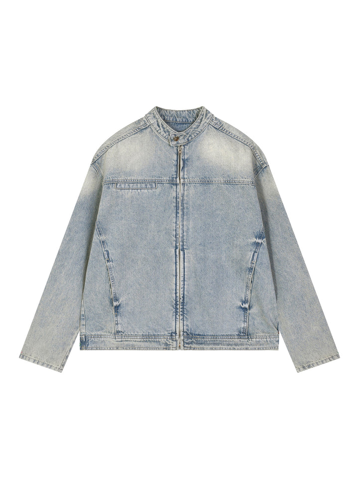 WOMEN COAT AND JACKET Vintage Wash Zip Denim Jacket