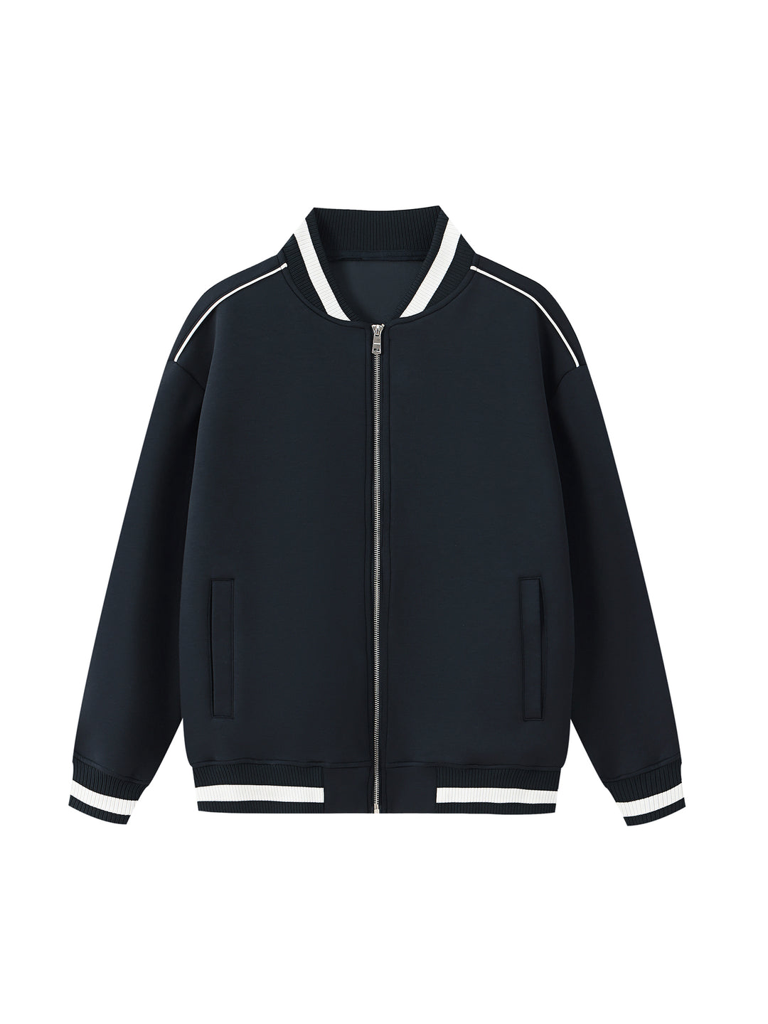 WOMEN COAT AND JACKET Contrast Piping Zip Bomber Jacket