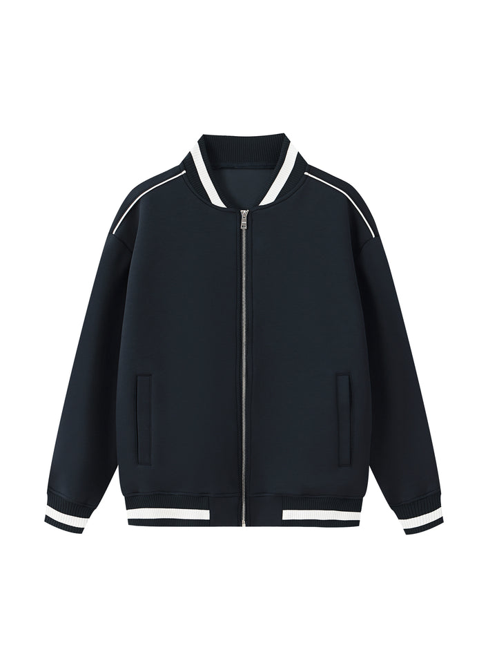 MEN COAT AND JACKET Contrast Piping Zip Bomber Jacket
