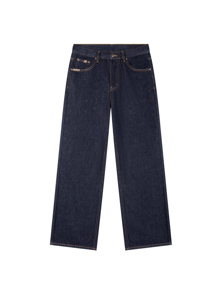 men brand Heavyweight Straight Leg Denim Jeans