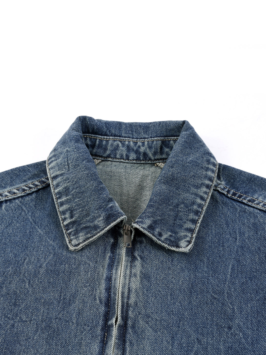 WOMEN COAT AND JACKET Vintage Wash Zip Up Denim Jacket