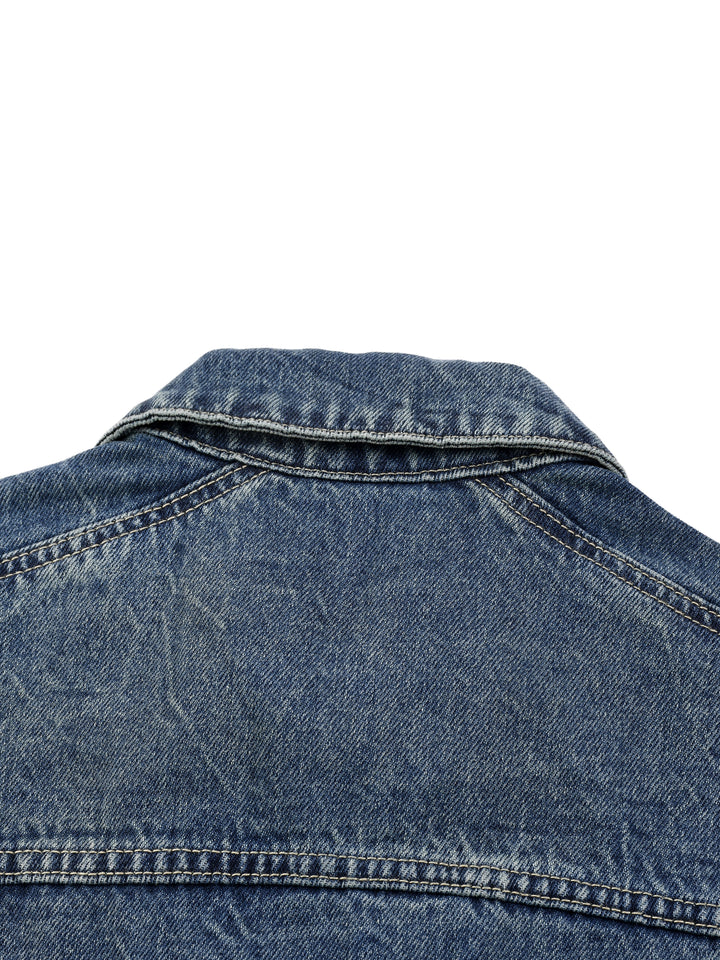 men jacket Vintage Wash Zip Up Denim Jacket