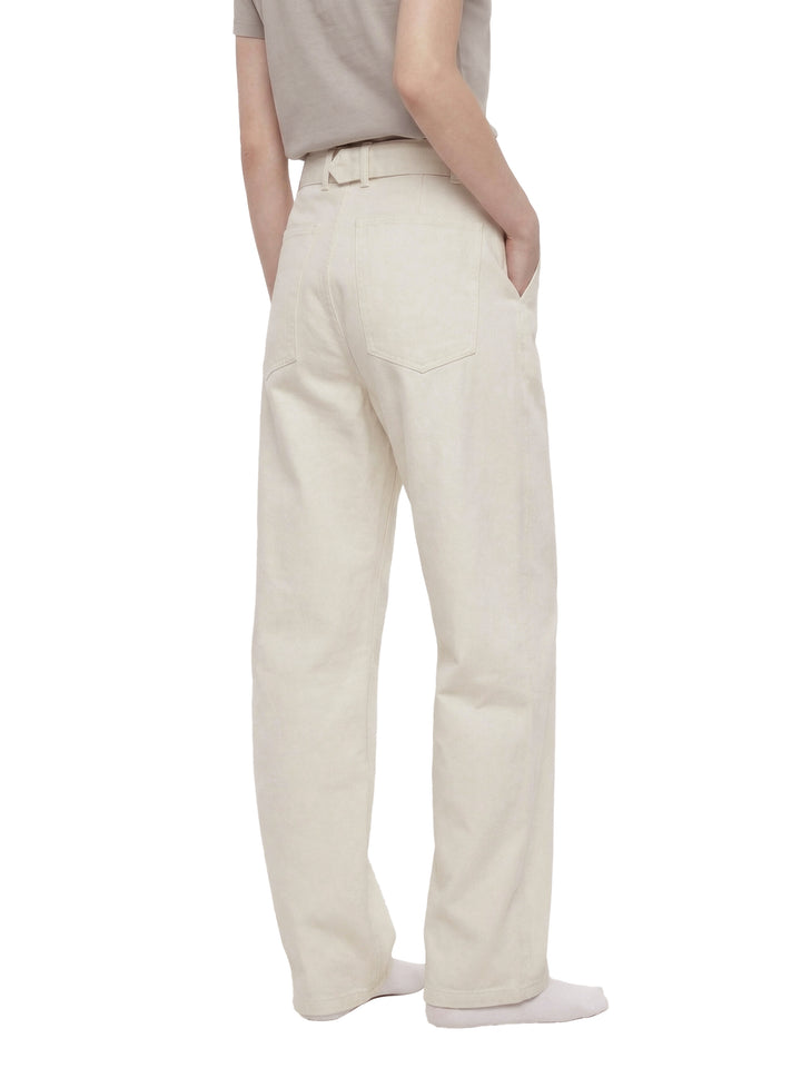 WOMEN PENT Belted Barrel-leg Chino Pants
