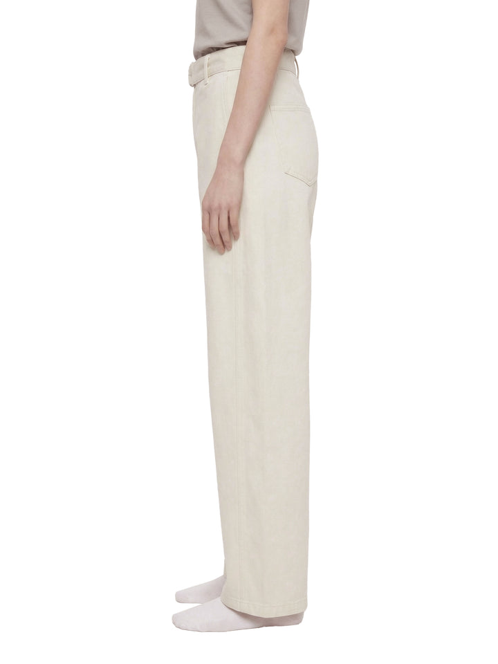 WOMEN PENT Belted Barrel-leg Chino Pants