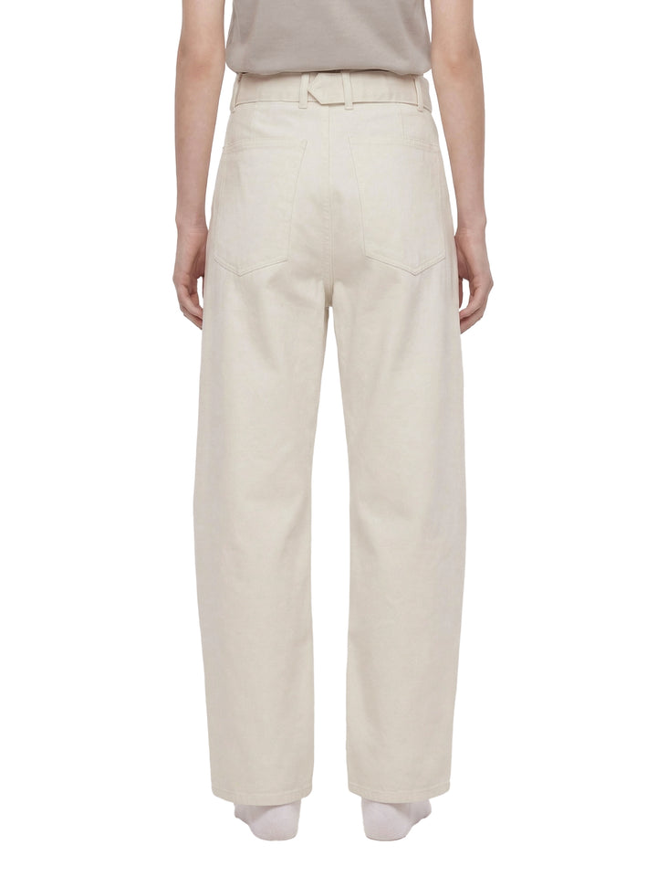 WOMEN PENT Belted Barrel-leg Chino Pants