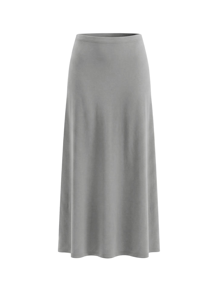 Women SKIRT Solid Color Knit Maxi Skirt