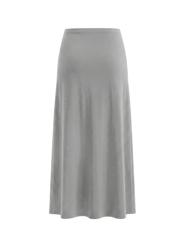 Women SKIRT Solid Color Knit Maxi Skirt