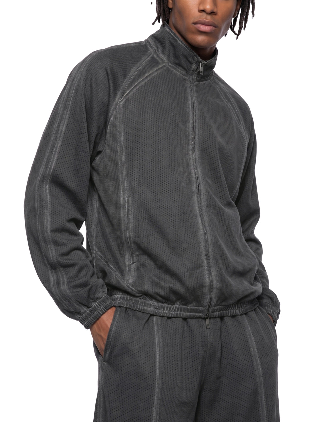 MEN HODDIES  Vintage Wash Full Zip Mesh Jacket