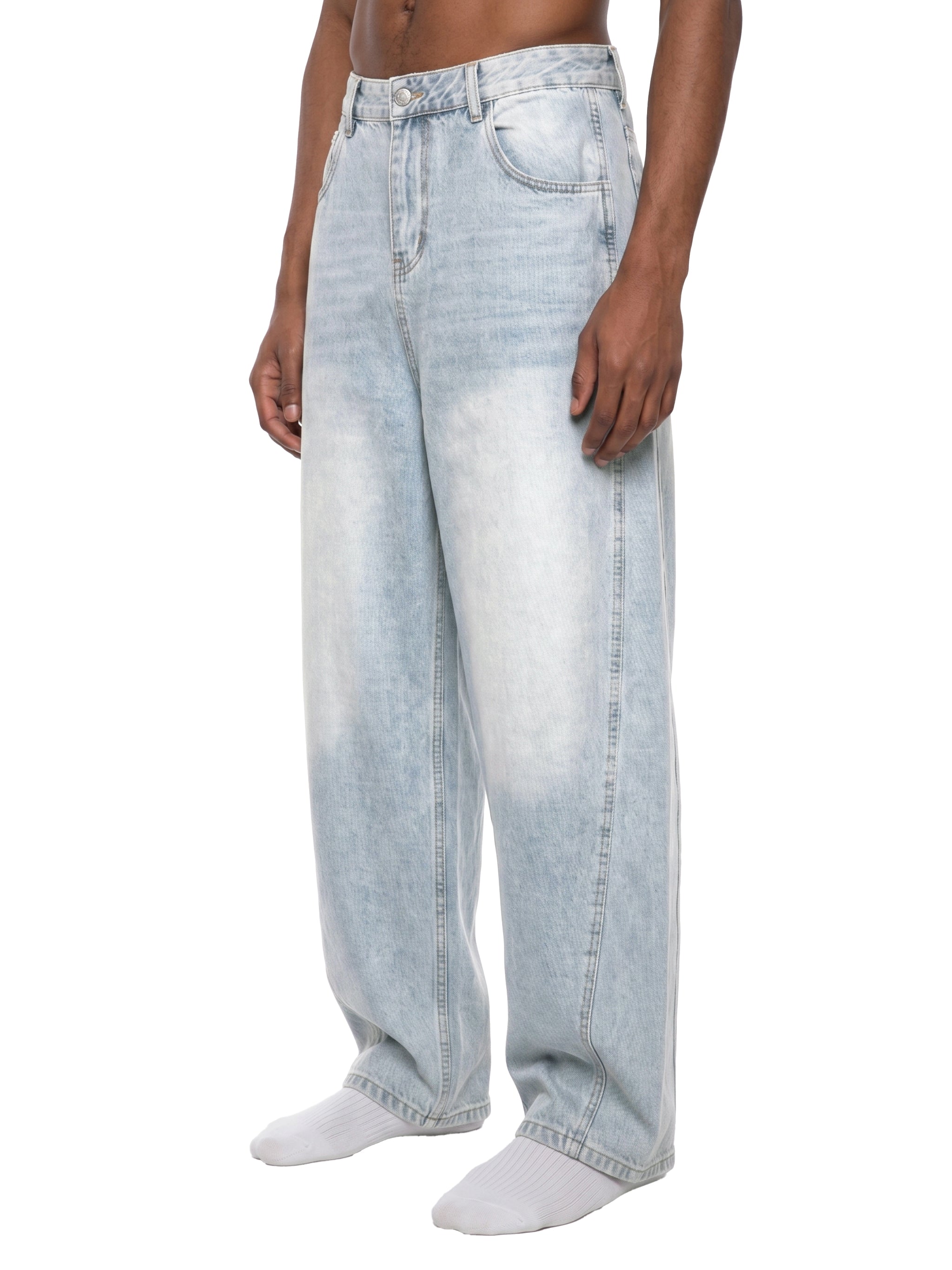 Men's Vintage Wash Sunfade Barrel Leg Jeans