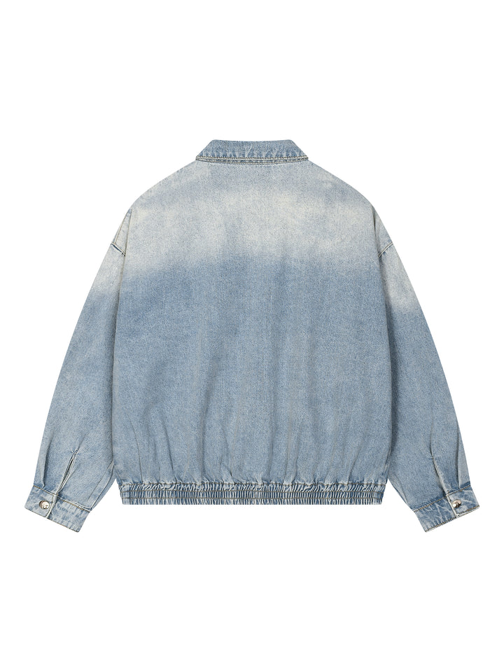 MEN  COAT AND JACKET Unisex Vintage Wash Full-Zip Denim Jacket