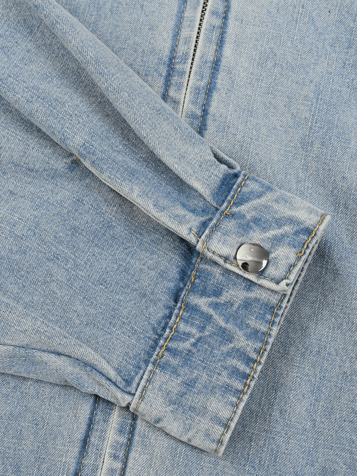 WOMEN COAT AND JACKET  Vintage Wash Full-Zip Denim Jacket