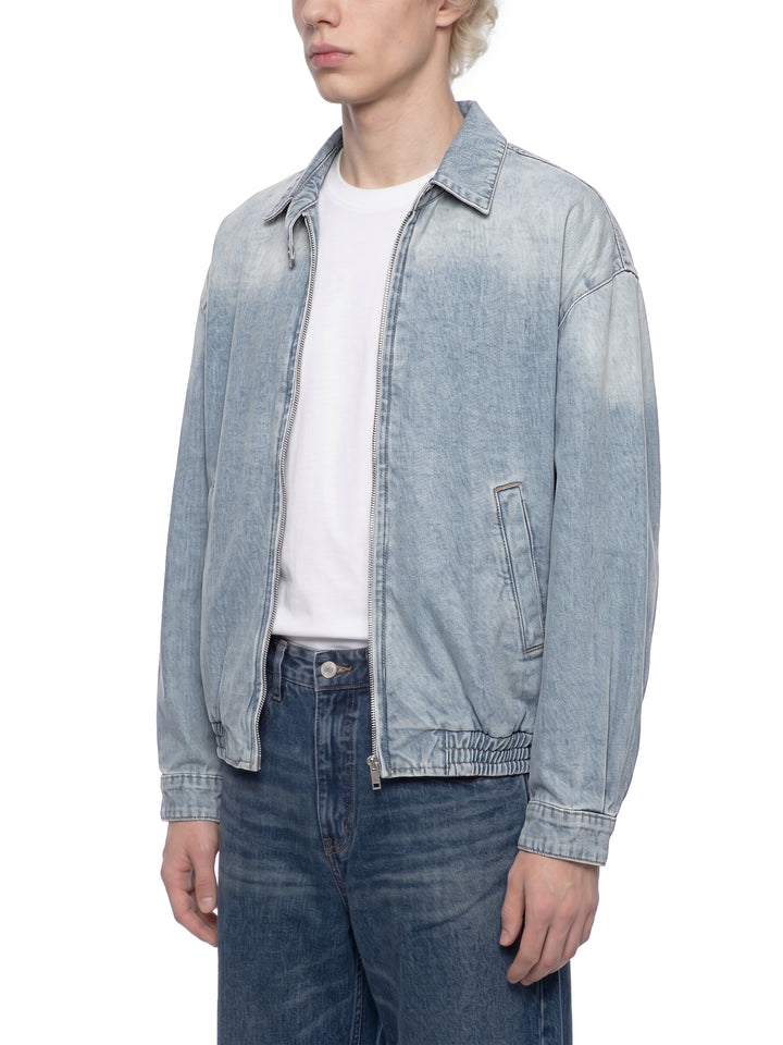 MEN  COAT AND JACKET Unisex Vintage Wash Full-Zip Denim Jacket
