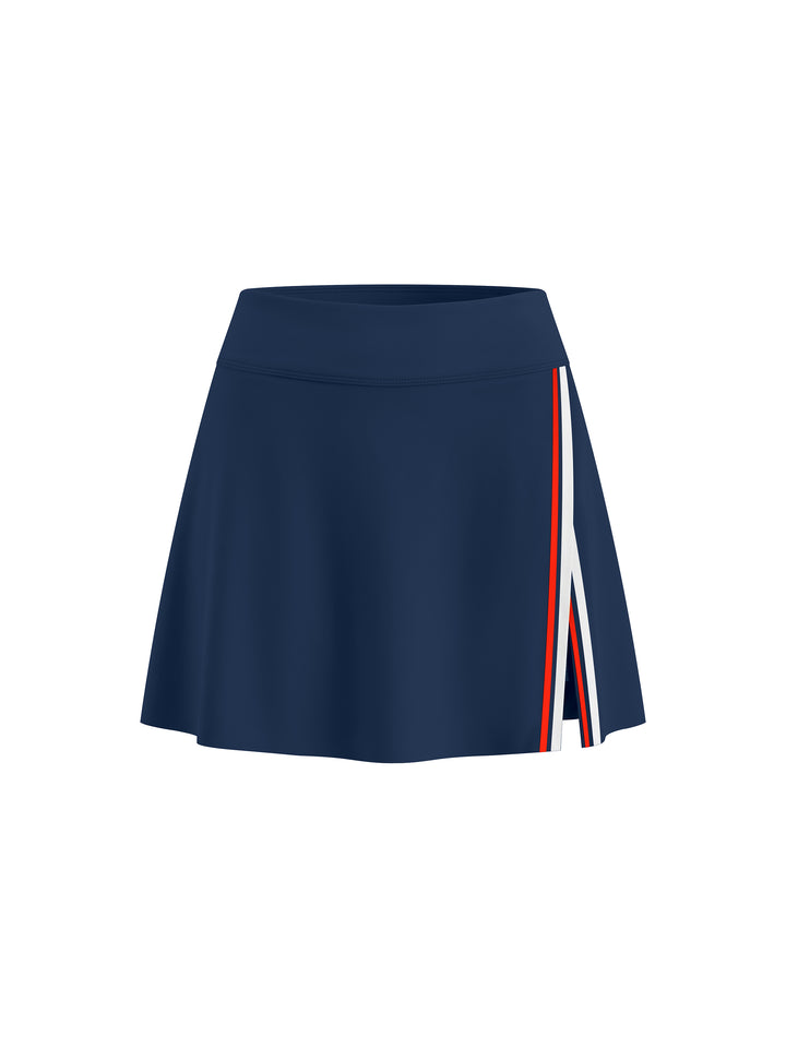 Women SKIRT A-Line Contrast Panel Slit Skirt