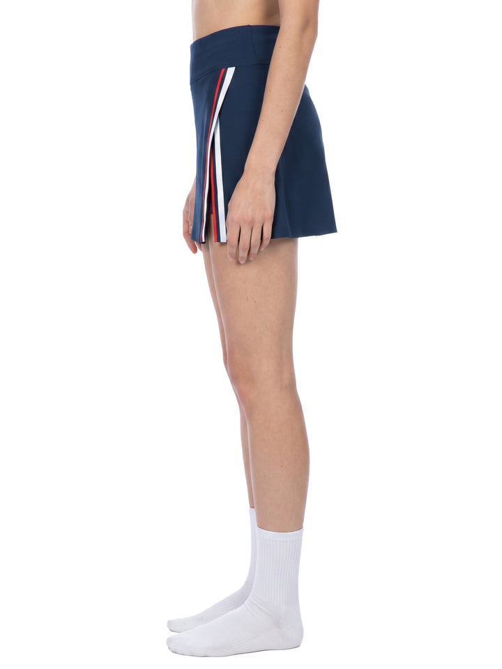 Women SKIRT A-Line Contrast Panel Slit Skirt