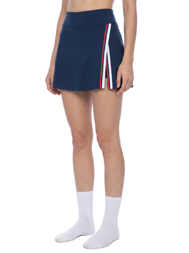 Women SKIRT A-Line Contrast Panel Slit Skirt