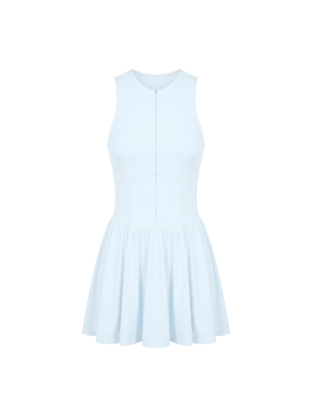 Women’s one piece Ruched Sleeveless Full-Zip Dress